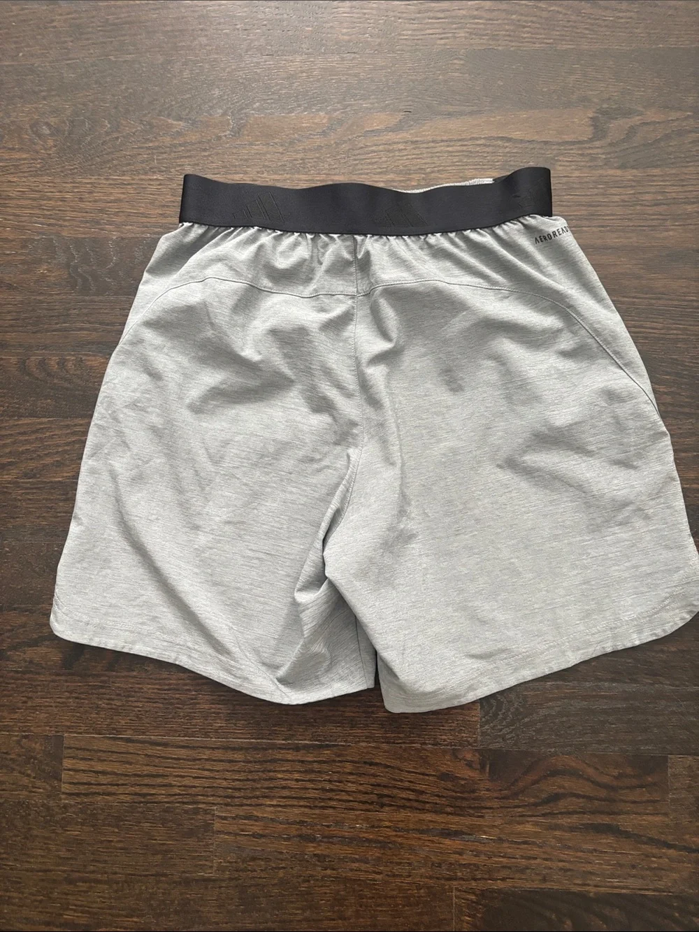 adidas Men’s Light Gray Athletic Shorts with Black Waistband